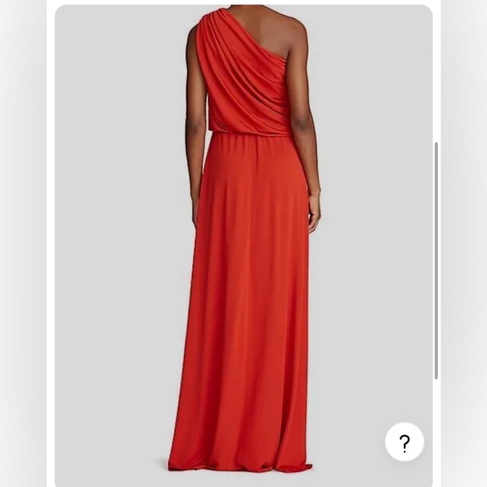 Halston red one shoulder dress